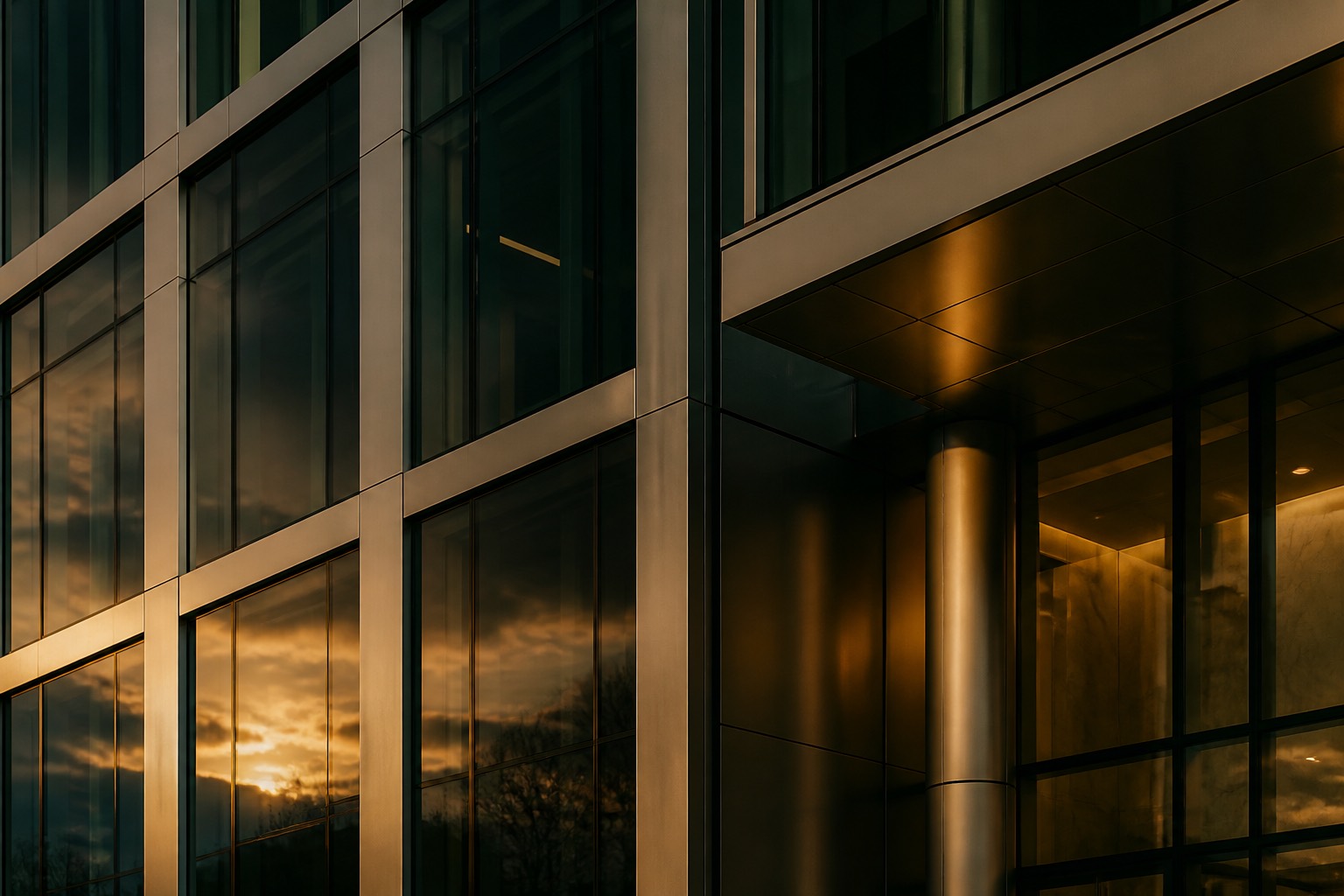 Building facade with aluminium framing systems